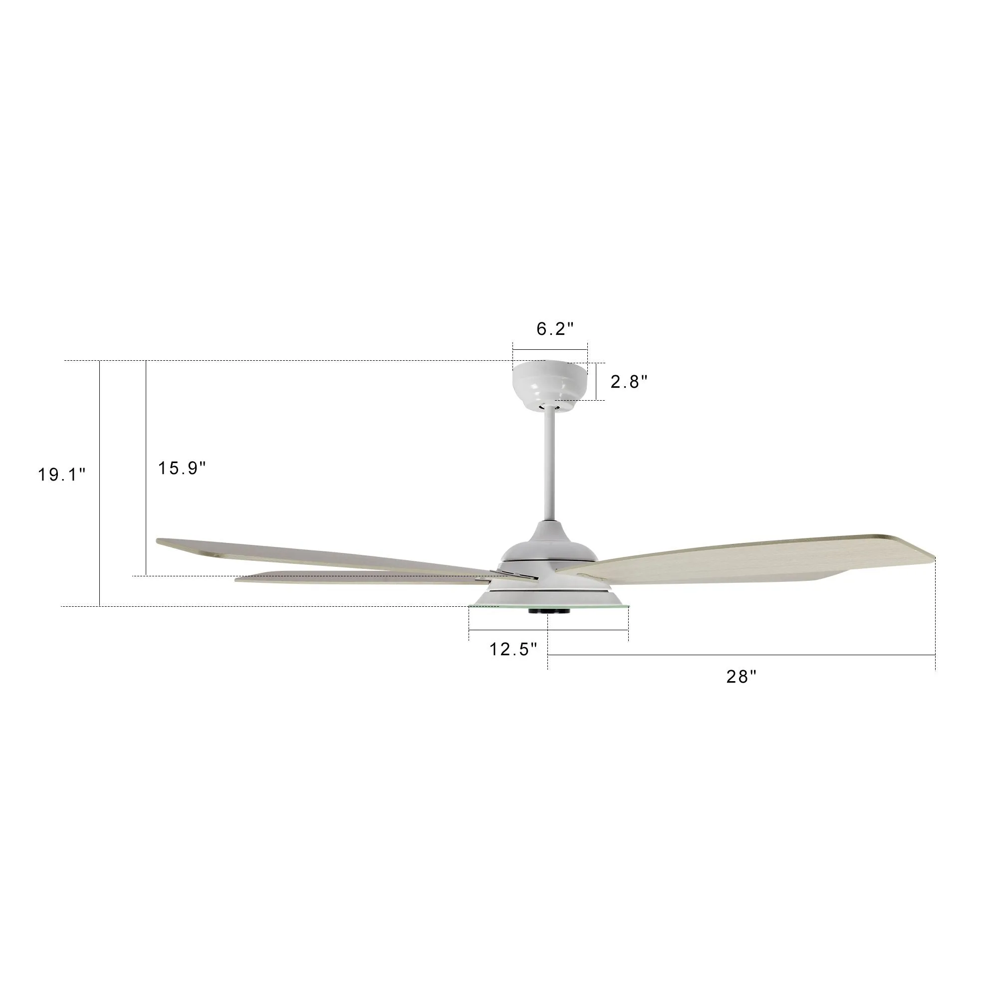 JOURNEY 56 inch 5-Blade Smart Ceiling Fan with LED Light Kit & Remote - White/Gray Wood