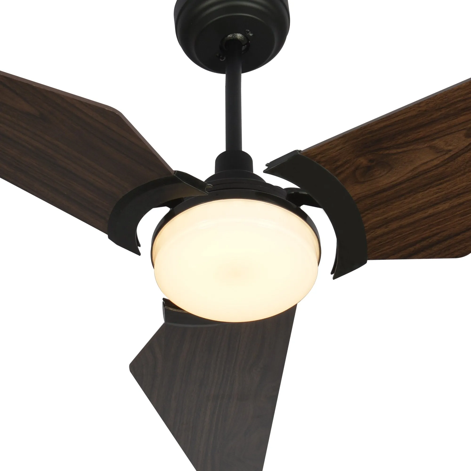 KAJ 52 inch 3-Blade Smart Ceiling Fan with LED Light Kit & Remote-Black/Walnut Playwood