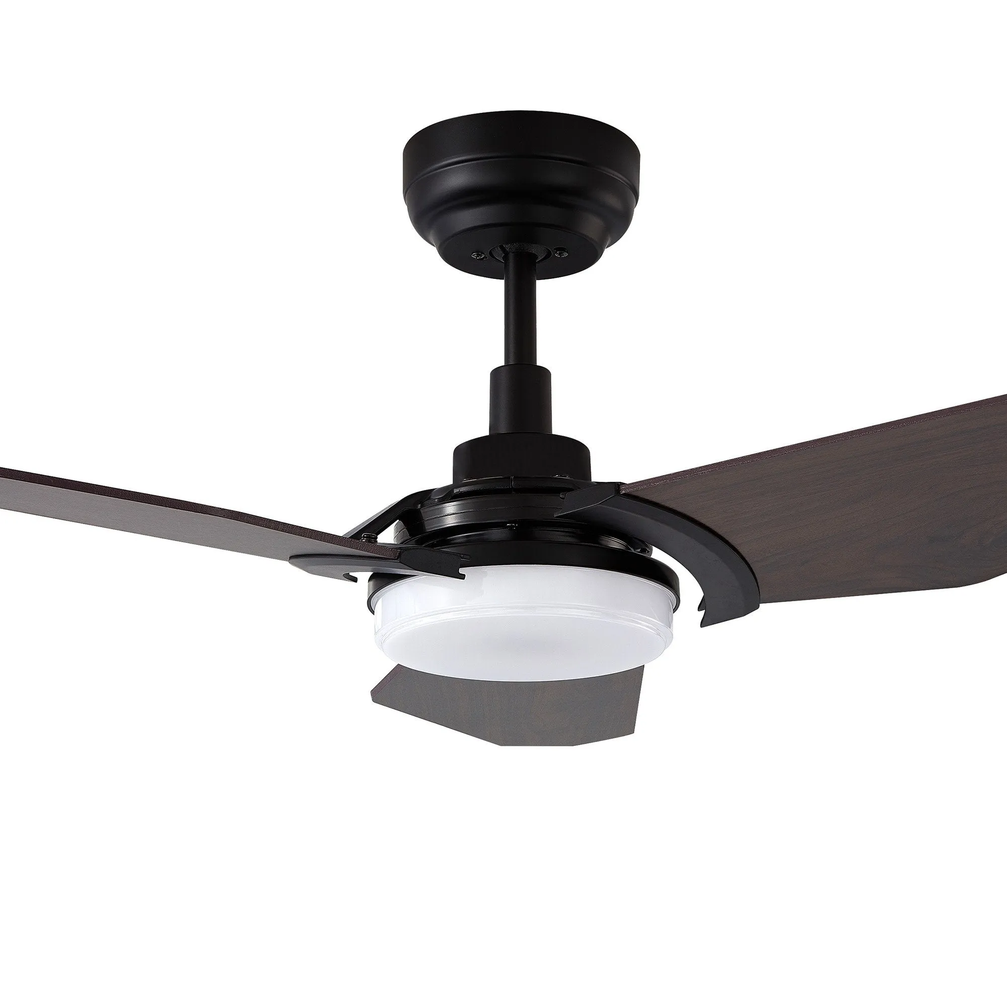 KAJ 52 inch 3-Blade Smart Ceiling Fan with LED Light Kit & Remote-Black/Walnut Playwood