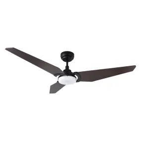 KAJ 52 inch 3-Blade Smart Ceiling Fan with LED Light Kit & Remote-Black/Walnut Playwood