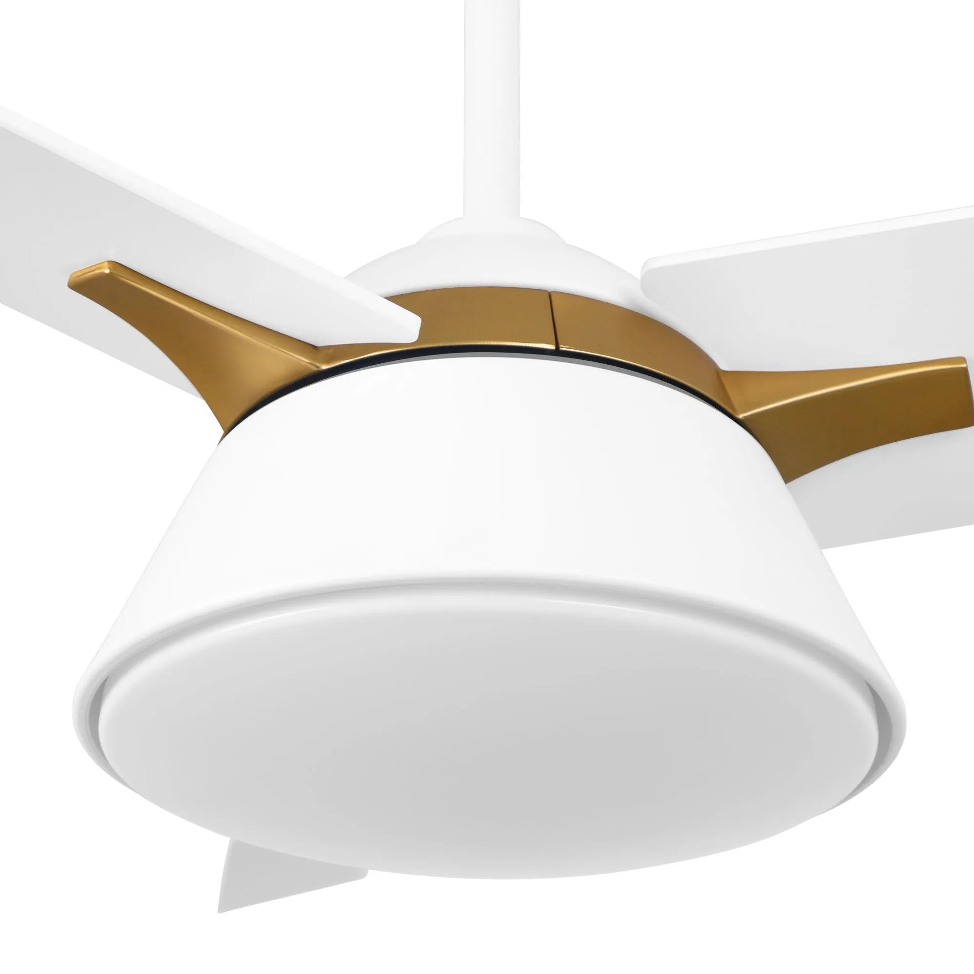 KENORA 48 inch 3-Blade Ceiling Fan with LED Light Kit & Remote Control - White/White (Gold Detail)