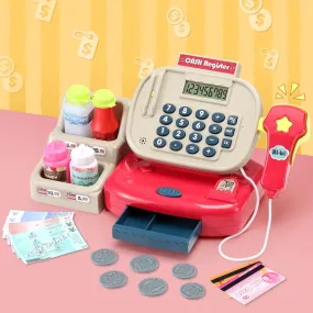 Kids Cash Register Playset w/ Calculator, Scanner & Sounds - Keezi