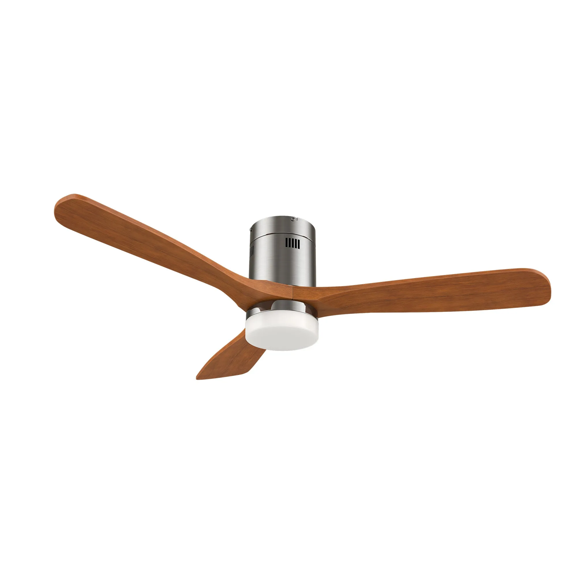 LABELLE 52 inch 3-Blade Flush Mount Smart Ceiling Fan with LED Light Kit & Remote- Silver/Walnut