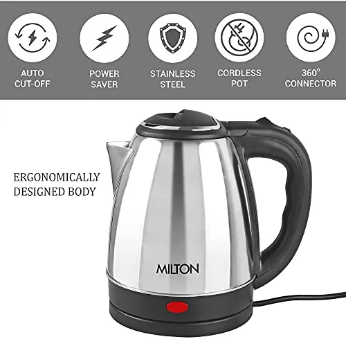 Milton Insta Electric 1500 Stainless Steel Kettle, 1.5 Litres, Silver