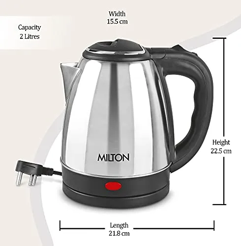 Milton Insta Electric 1500 Stainless Steel Kettle, 1.5 Litres, Silver