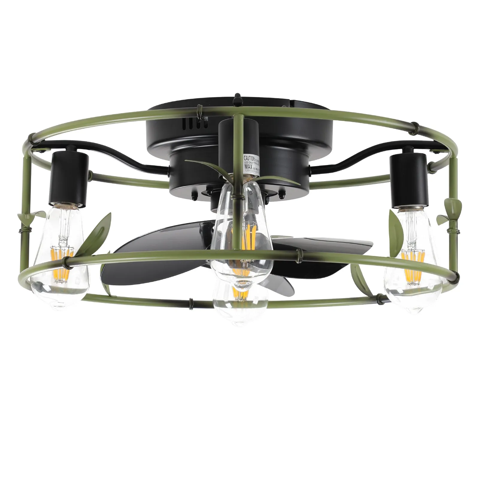 Modern Style Ceiling Light Green Cage Ceiling Fan Light Remote Controlled Ceiling Fan Light