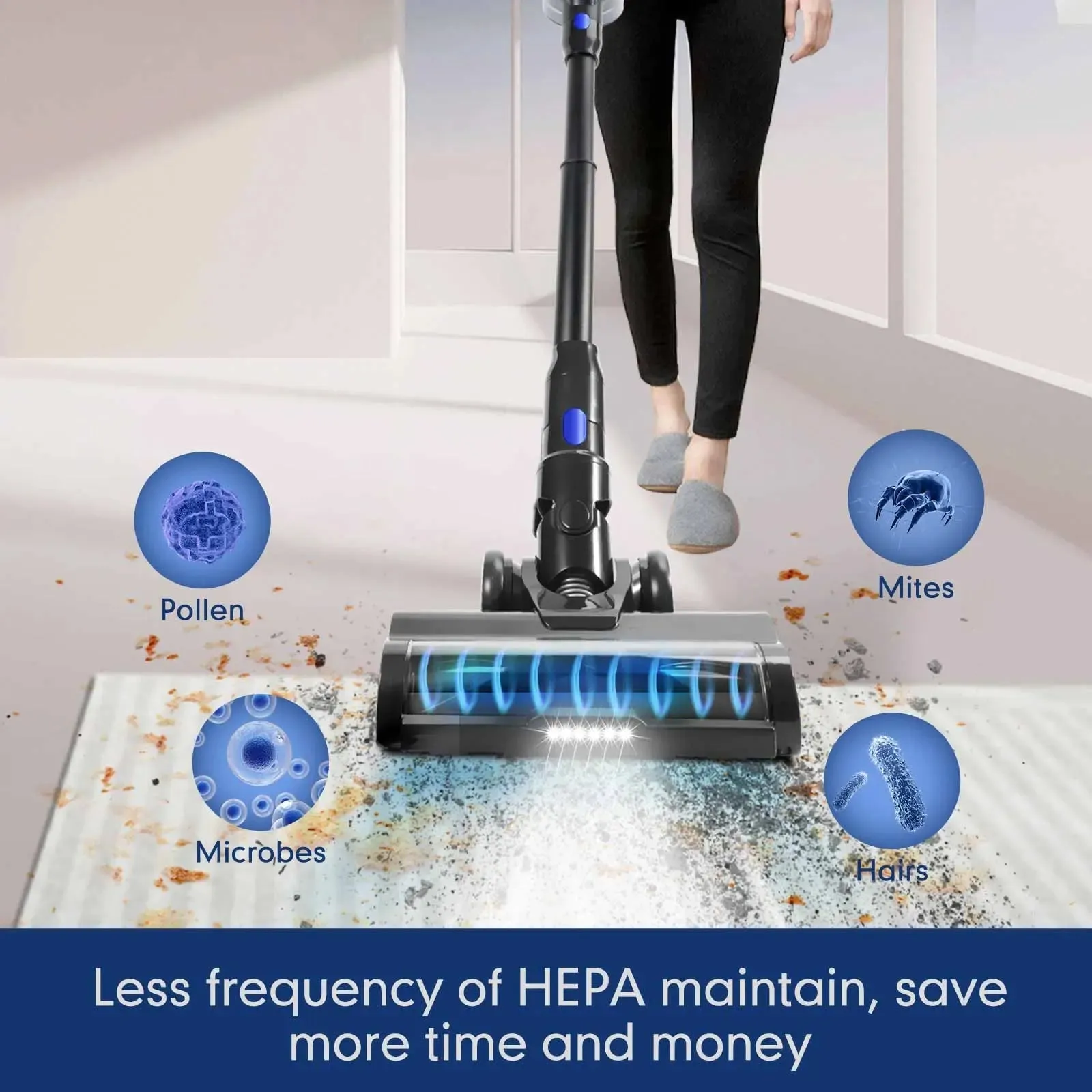 MOOSOO XL-618A X6/XC1 4-In-1 Stick Vacuum Cleaners -  Cordless Blue Vacuum