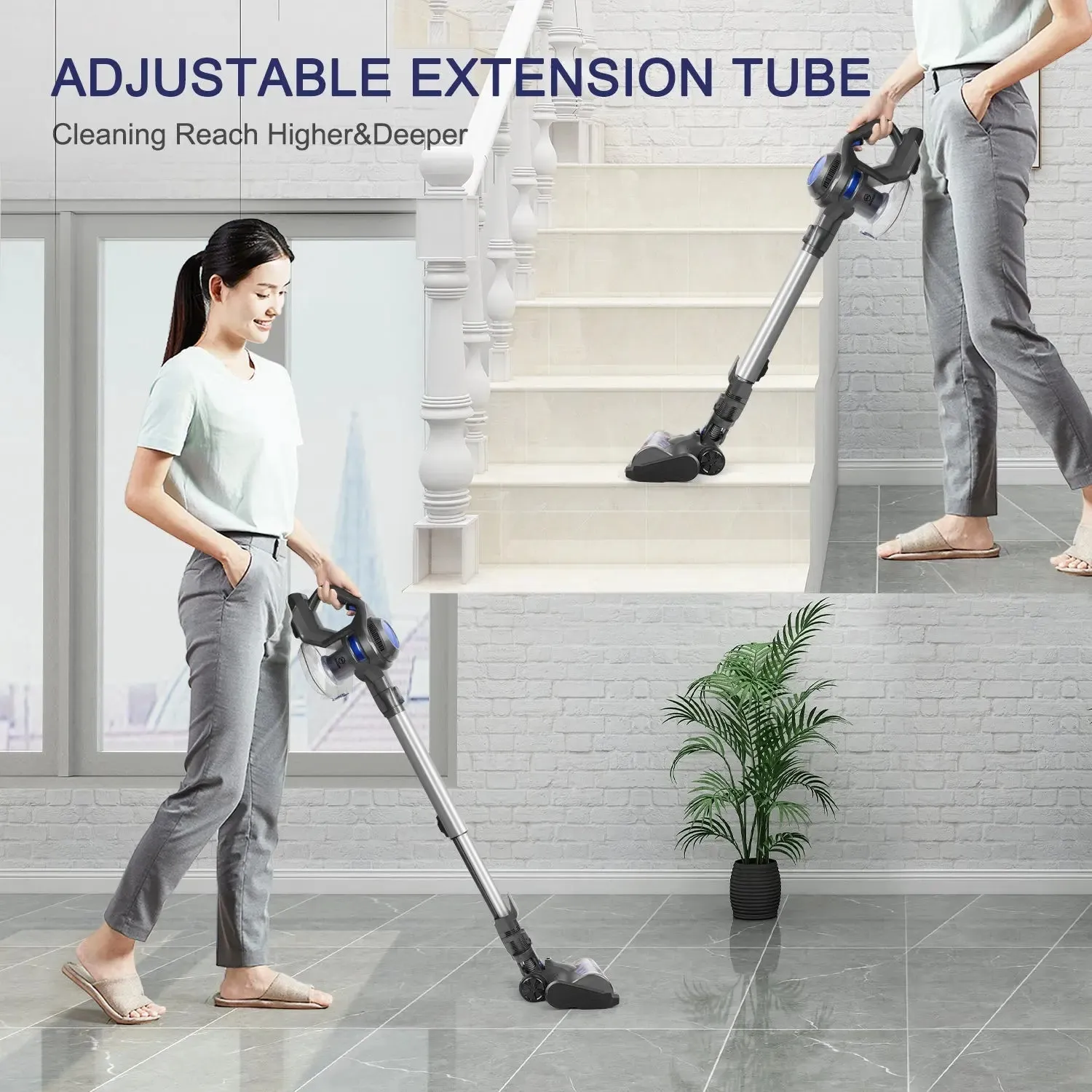 MOOSOO XL-618A X6/XC1 4-In-1 Stick Vacuum Cleaners -  Cordless Blue Vacuum