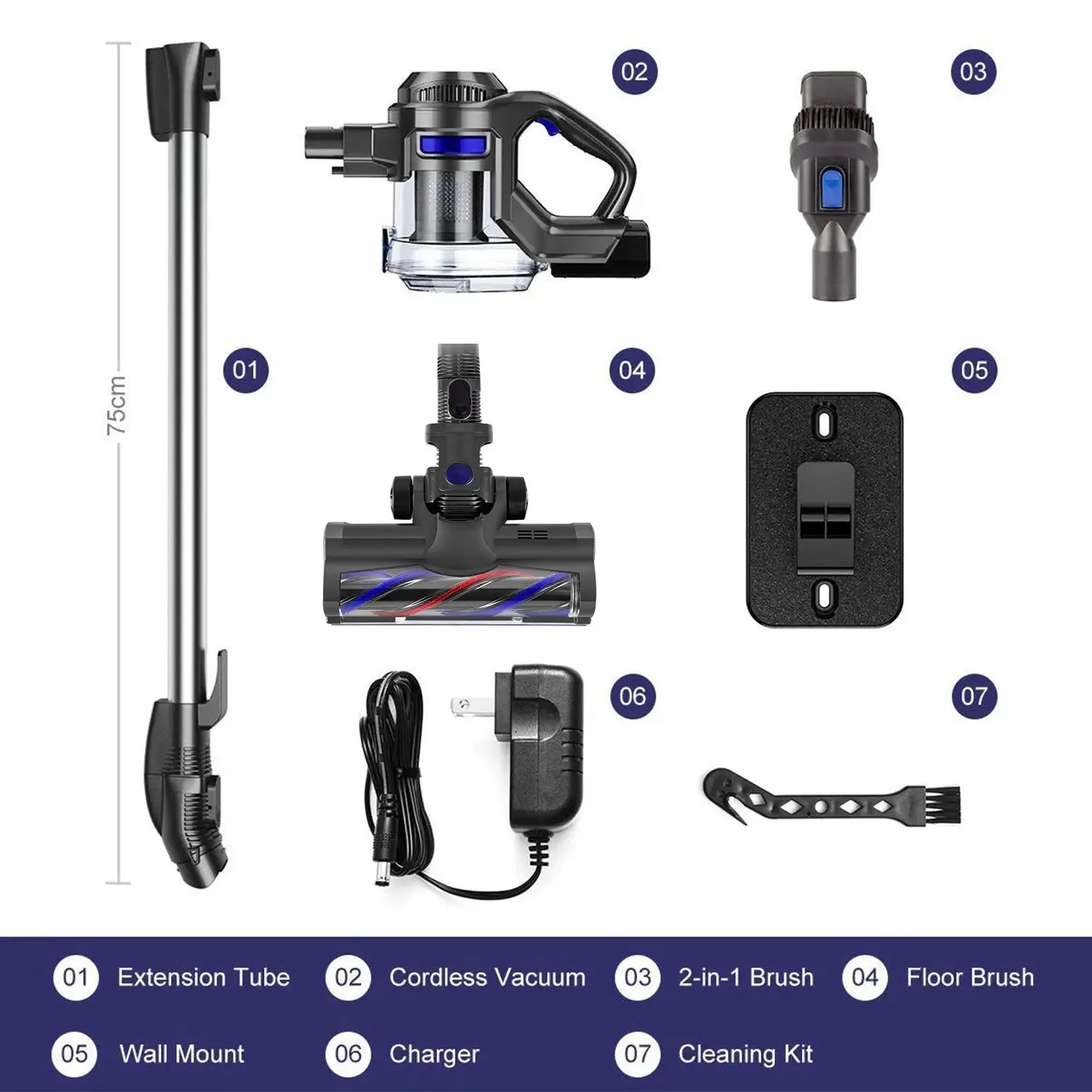 MOOSOO XL-618A X6/XC1 4-In-1 Stick Vacuum Cleaners -  Cordless Blue Vacuum