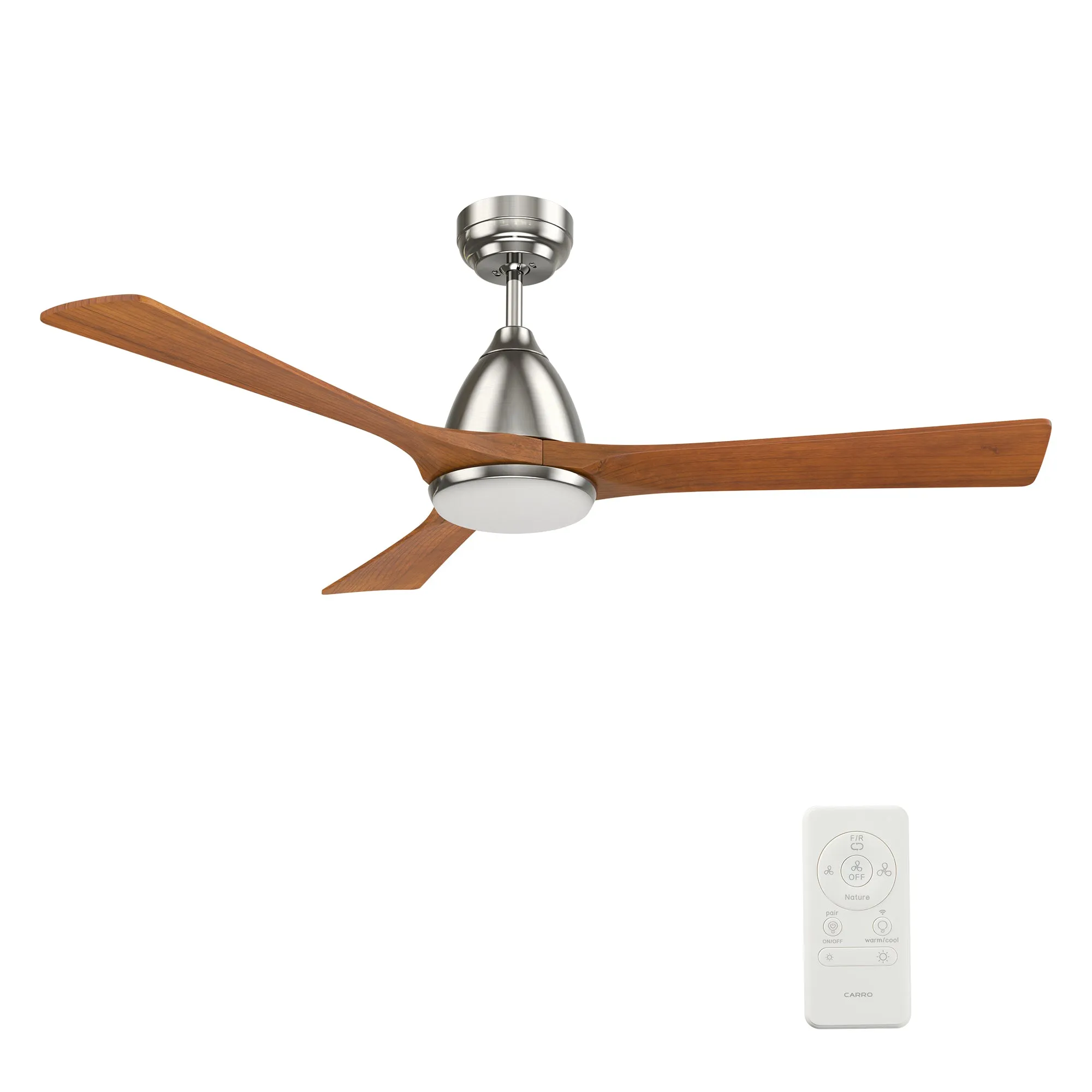 NICOLET 52 inch 3-Blade Smart Ceiling Fan with LED Light Kit & Remote- Silver/Antique Walnut Solid Wood Blades