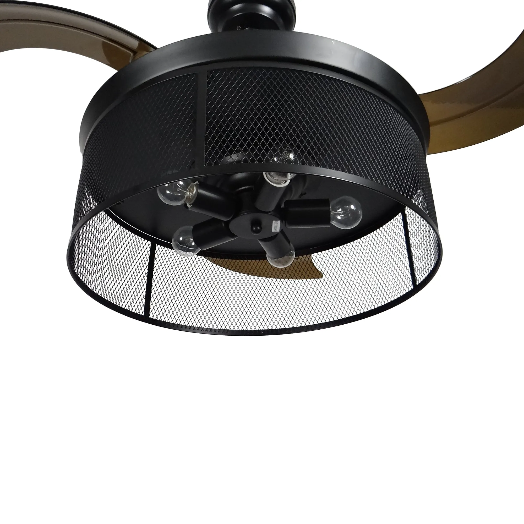 PALOMA 42 inch 3-Blade Retractable Blades Smart Ceiling Fan with Wall Switch - Black/Dark Brown