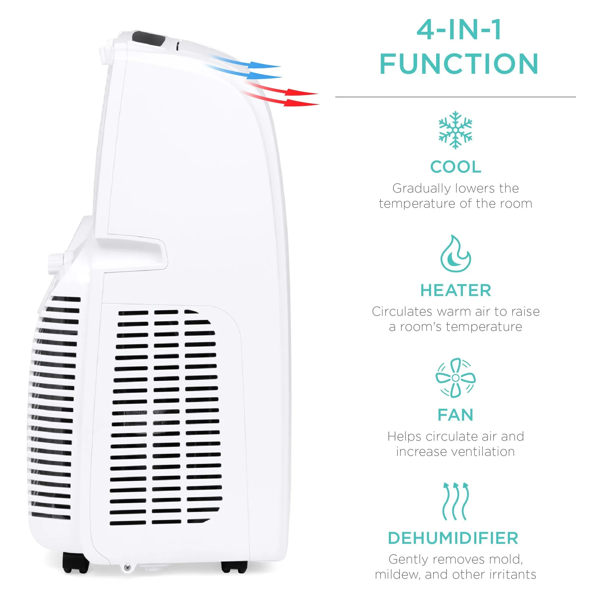 Portable 4-in-1 Air Conditioner & Heater w/ 14,000 BTU, Remote