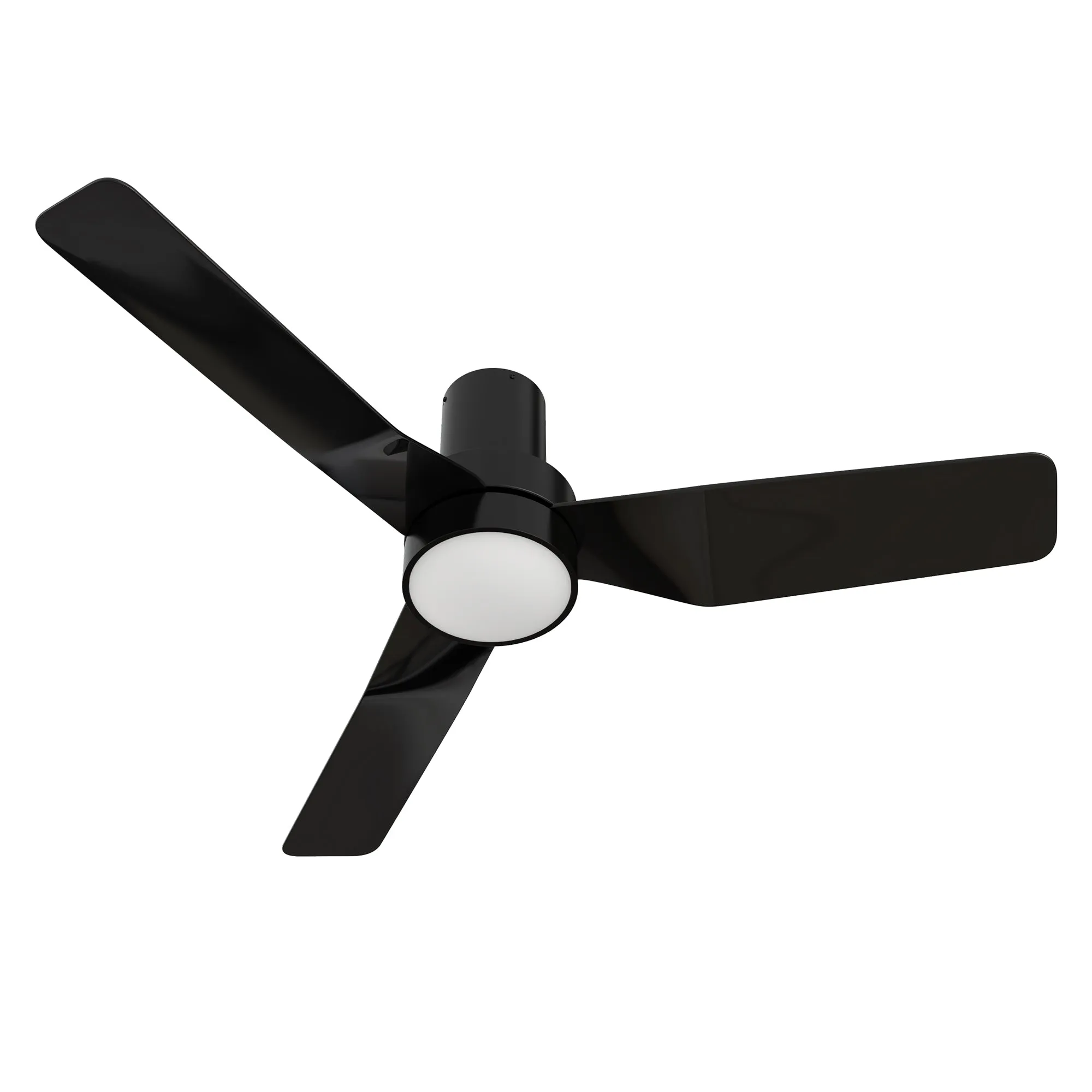 PORTER 44 inch 3-Blade Flush Mount Smart Ceiling Fan with LED Light Kit & Remote- Black/Black