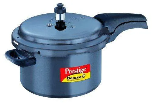 Prestige Deluxe Plus Hard Anodized Outer Lid Pressure Cooker, 7.5 Litres, Black