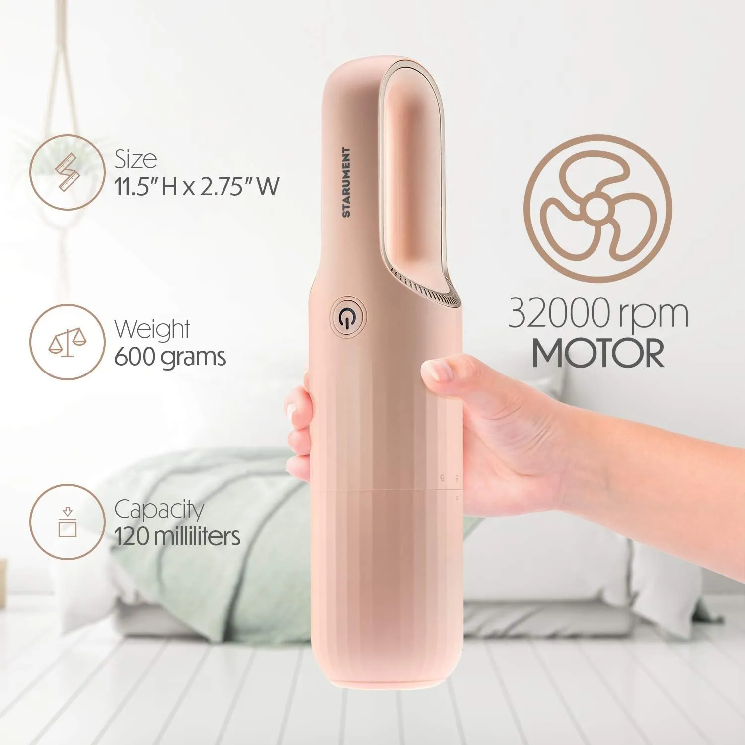 Rechargeable Portable Hand Vacuum Cleaner with USB-C Cable, for Dust Pet Hair Dirt Home Car Interior, Furniture Lightweight Easy to Use