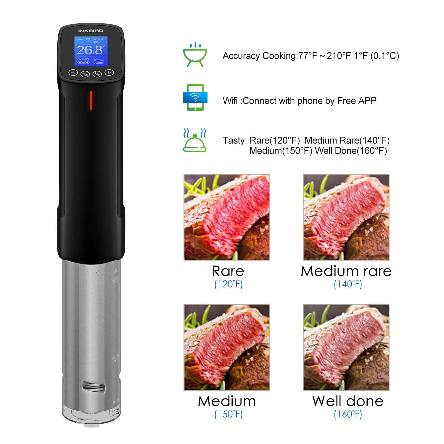 Sous Vide Cooker Precision Cookers WiFi Immersion Circulator 120V