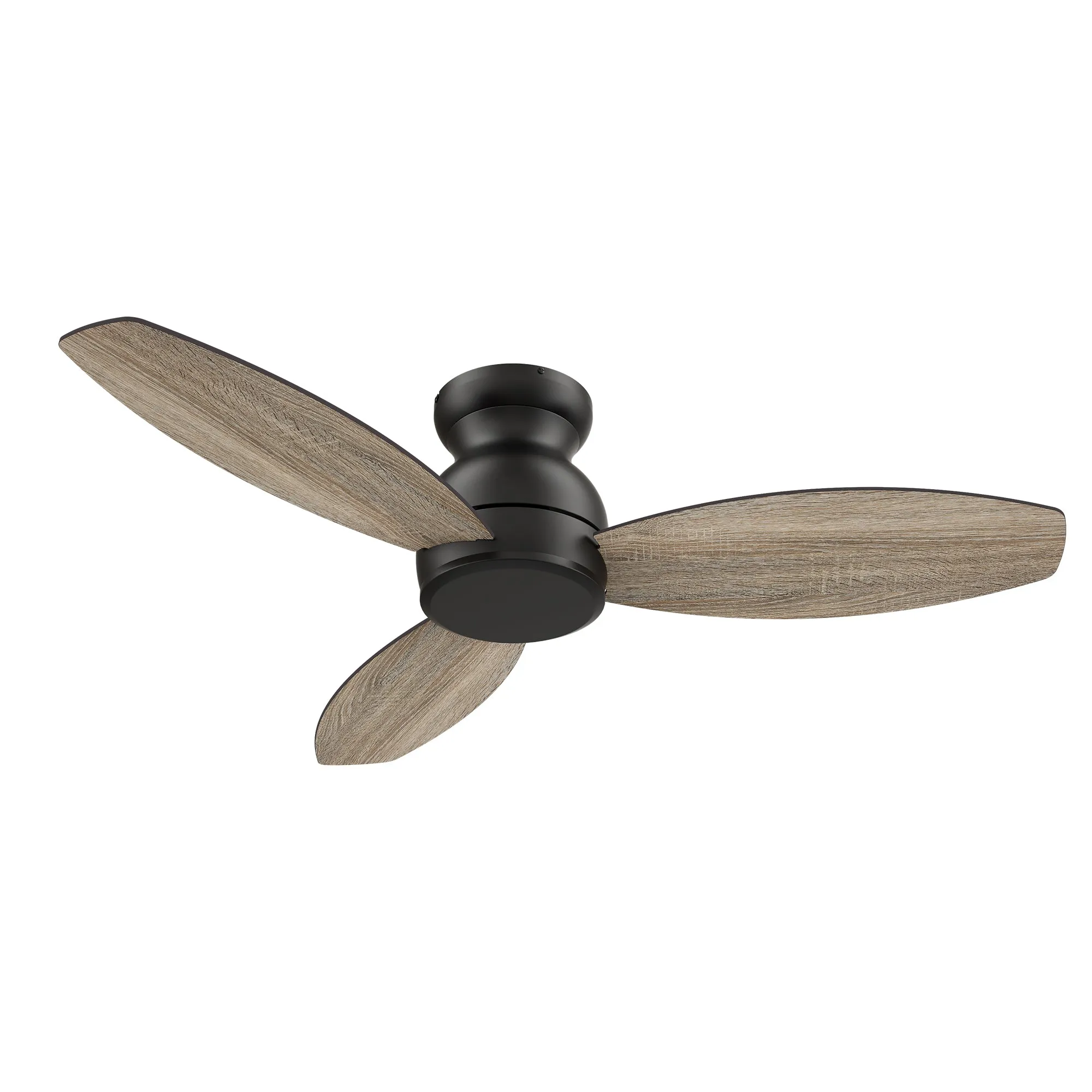 STANLEY 48 inch 3-Blade Flush Mount Ceiling Fan with Remote Control - Black/Wood & Walnut Reversible Blades (No Light)