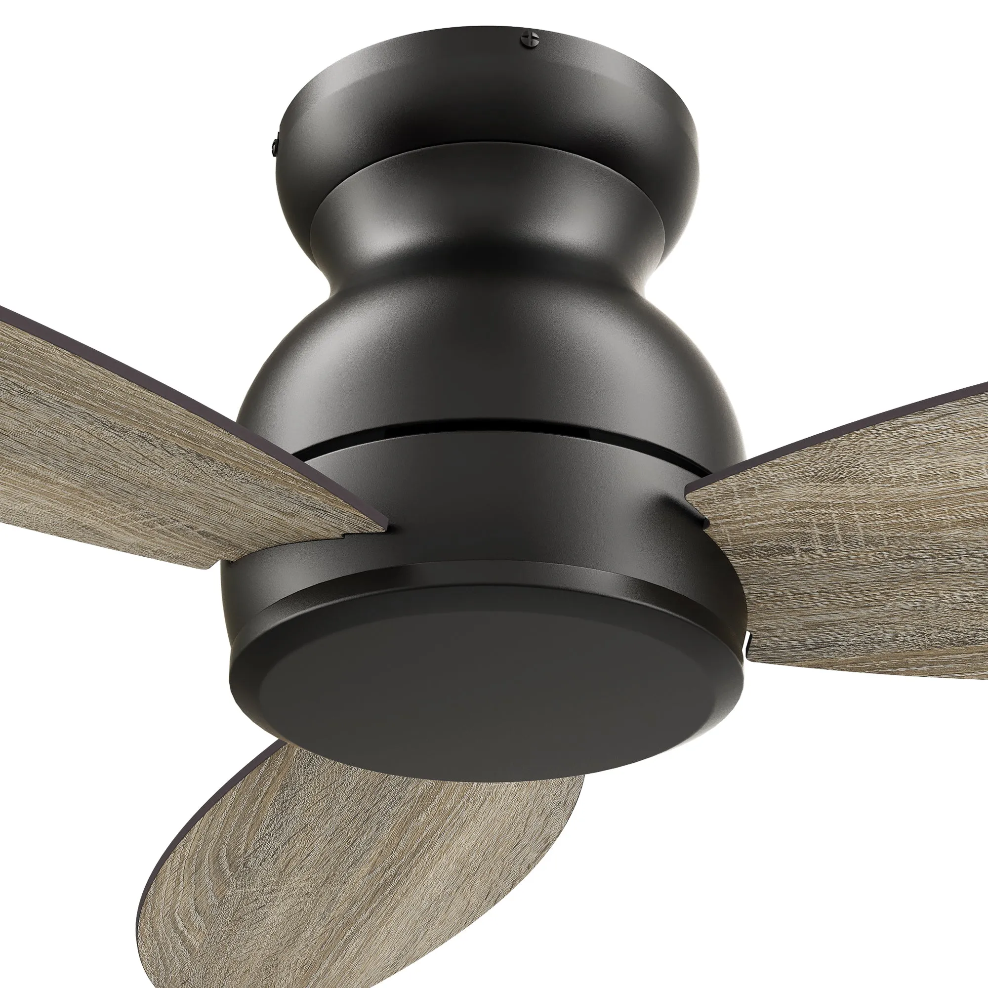 STANLEY 48 inch 3-Blade Flush Mount Ceiling Fan with Remote Control - Black/Wood & Walnut Reversible Blades (No Light)