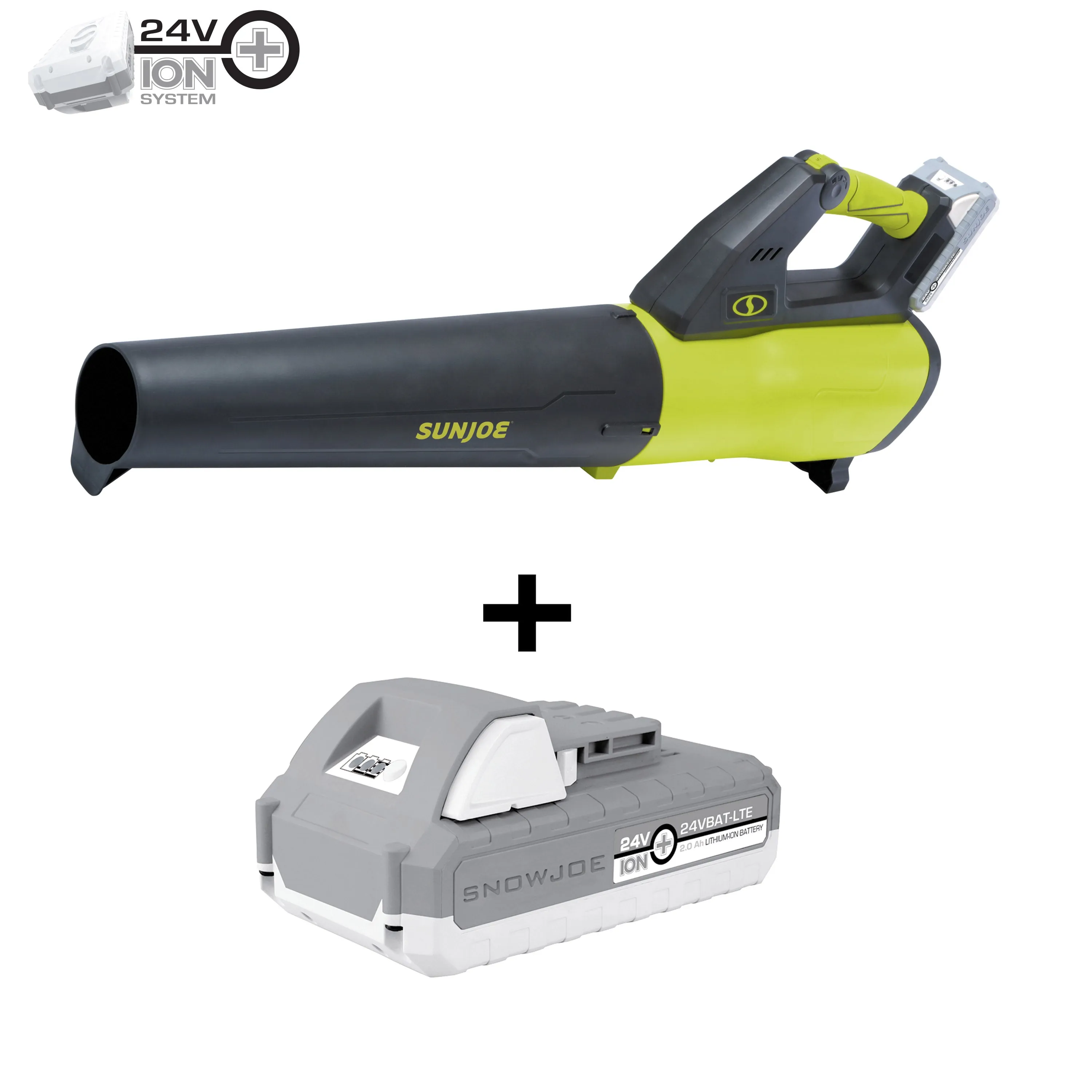 Sun Joe 24V-JB-LTE 24-Volt* IONMAX Cordless Turbine Jet Blower Kit | 350 CFM Max | W/ 2.0-Ah Battery   Charger