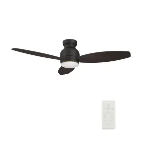 TRENTO 48 inch 3-Blade Flush Mount Smart Ceiling Fan with LED Light Kit & Remote- Black/Dark & Barnwood (Reversible Blades)