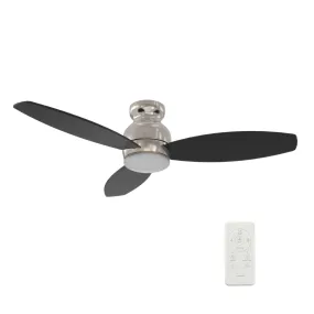 TRENTO 48 inch 3-Blade Flush Mount Smart Ceiling Fan with LED Light Kit & Remote- Silver/Black