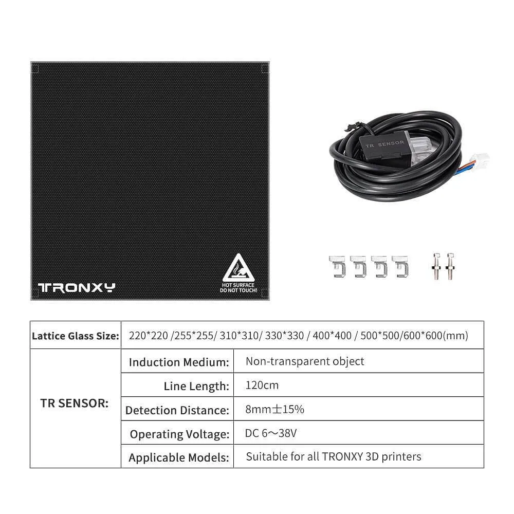 Tronxy Auto Leveling Sensor & Glass Plate for X5SA-500 X5SA-600 Series 3D Printers