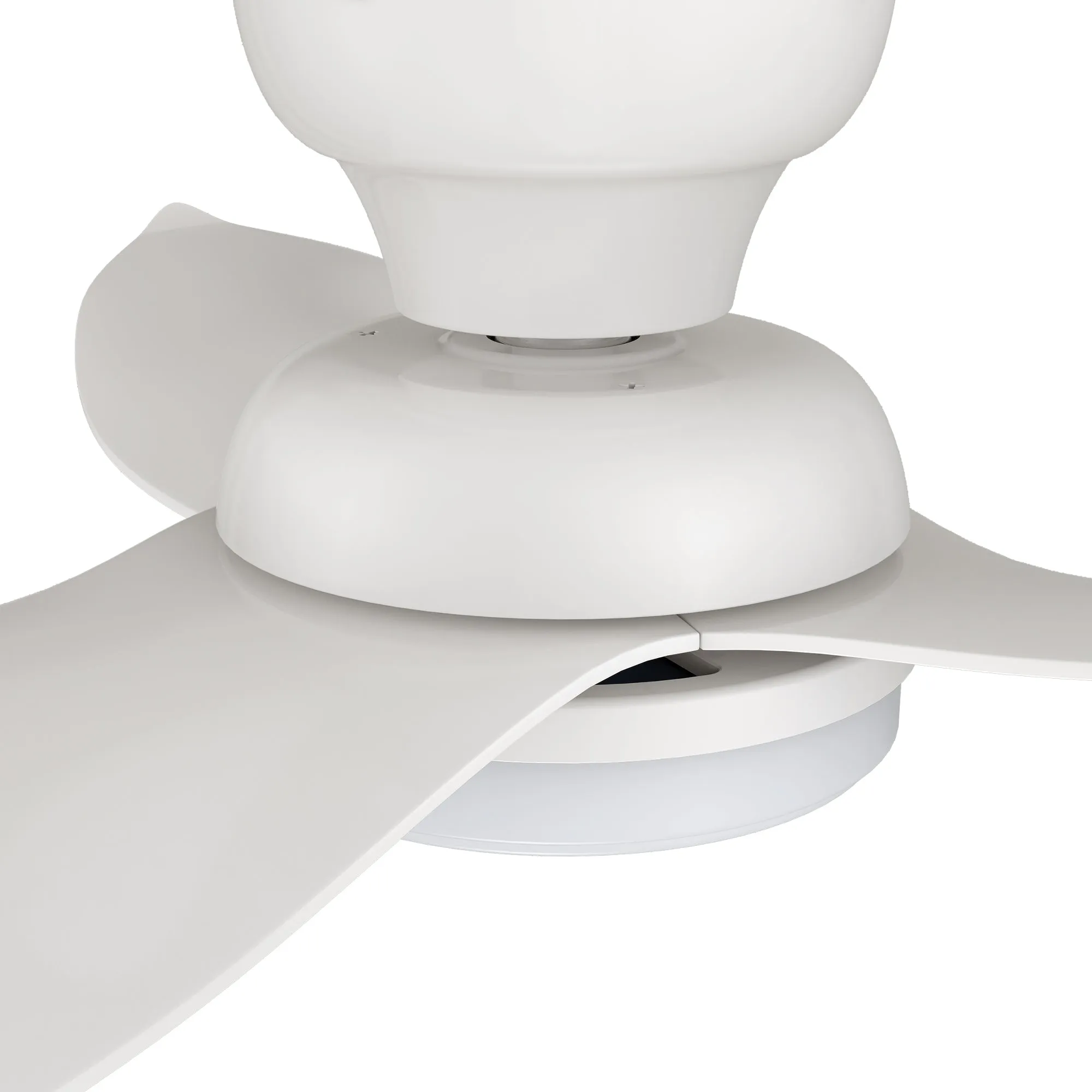 UPTON 45 inch 3-Blade Flush Mount Smart Ceiling Fan with LED Light Kit & Remote- White/White