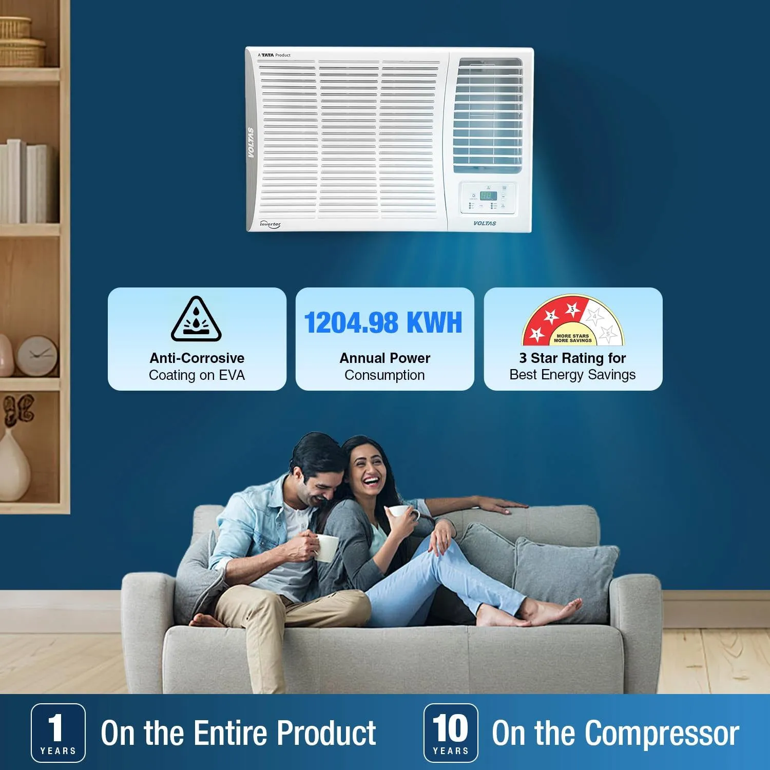 Voltas Inverter Window AC, 1.5 Ton, 3 Star - 183V Vertis Elite