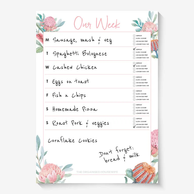 Weekly Meal Planner (with tick boxes) - Australiana