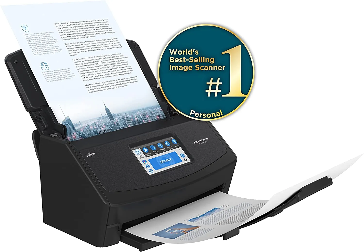 Wireless or USB High-Speed Cloud Enabled Document, Photo & Receipt Scanner with Large Touchscreen and Auto Document Feeder for Mac or PC