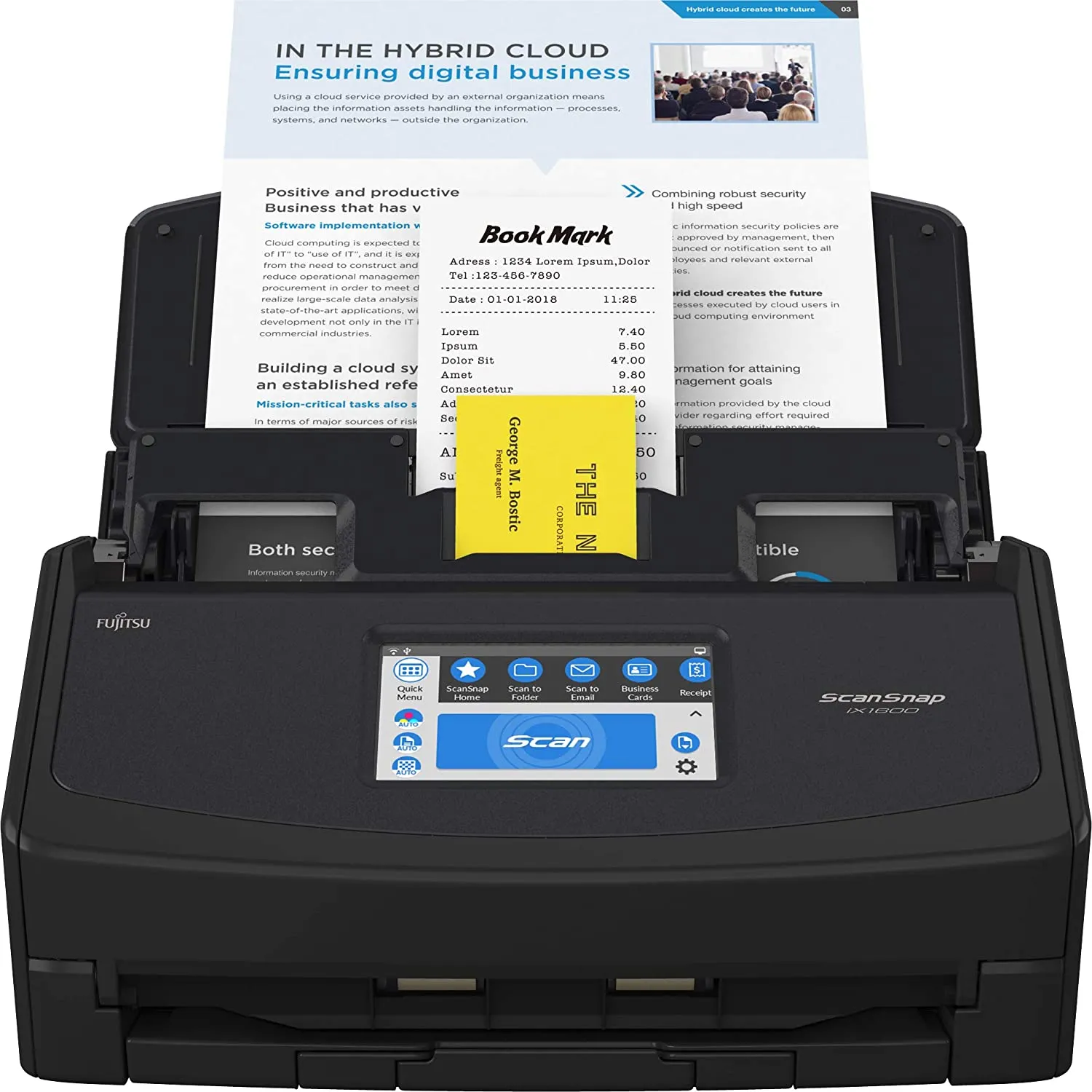 Wireless or USB High-Speed Cloud Enabled Document, Photo & Receipt Scanner with Large Touchscreen and Auto Document Feeder for Mac or PC